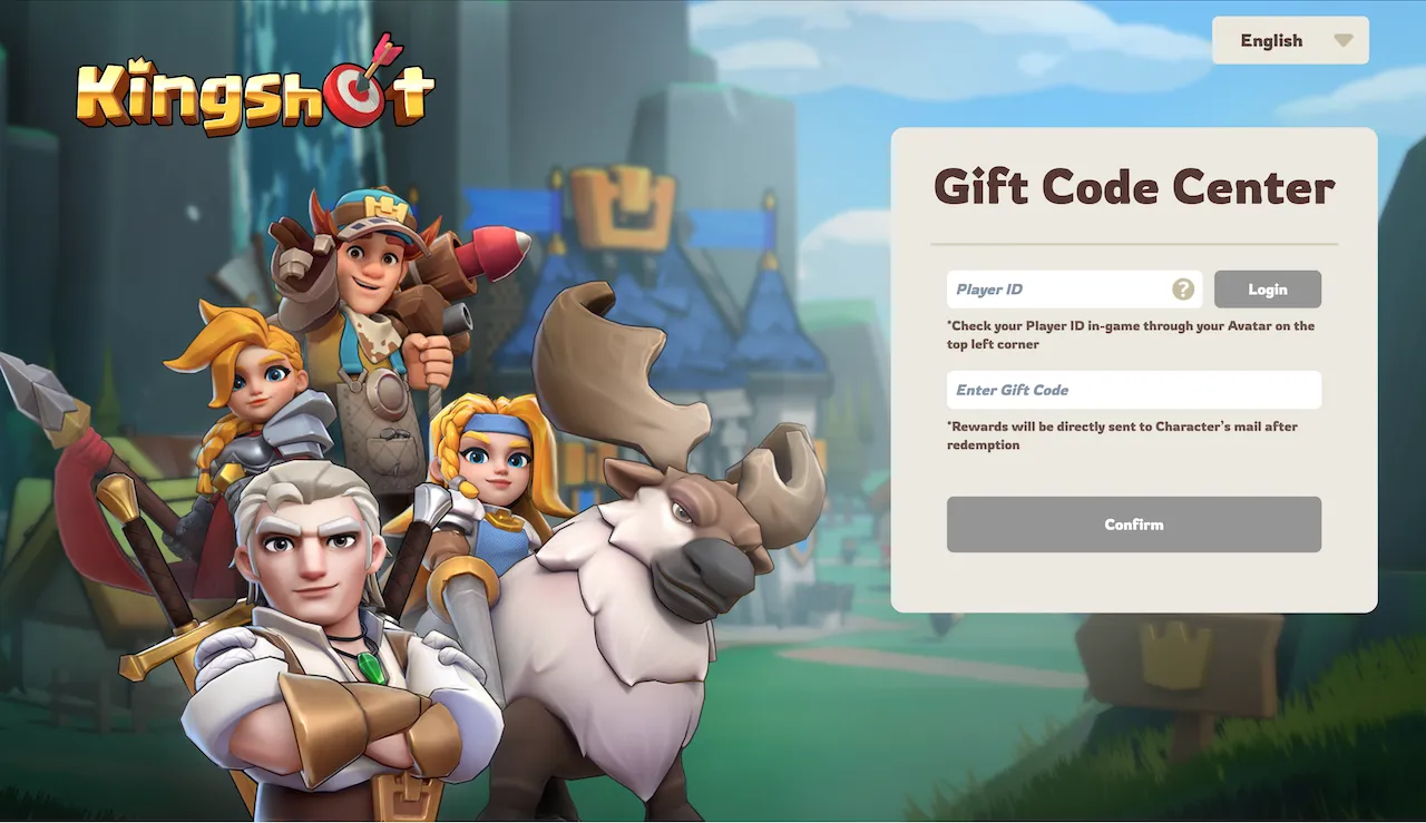KingShot game interface for redeeming gift codes